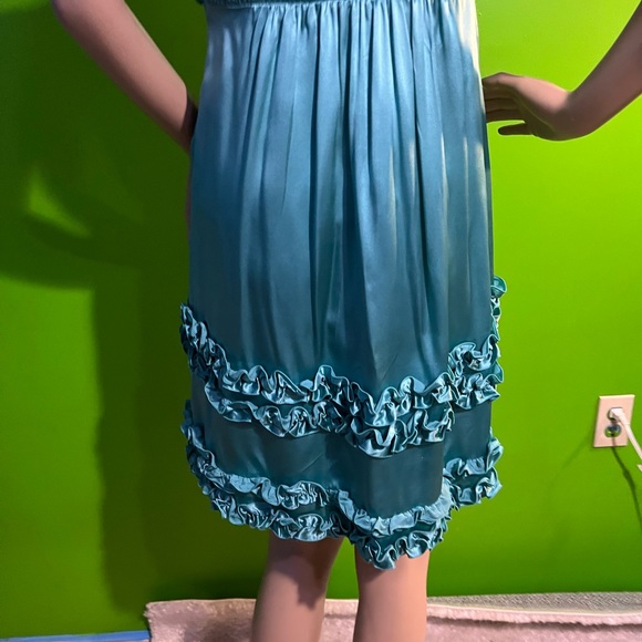 Betsey Johnson Evening | Black Label | Lined Silk Ruffled Bodice Strapless Dress - Picture 14 of 16